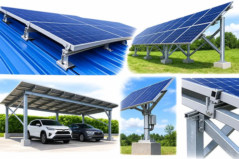Aluminum solar mounting rails with stainless steel roof hooks and mid/end clamps